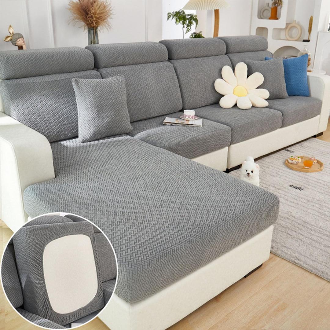 Magic Sofa Covers Couch Covers 2024 New Couch Cushion Covers Universal Sofa Covers Washable Stretch Slipcovers for Sectional Sofa (Texture Gray,Large Single Seat Cover)