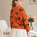 Cubear Girls' Knit Pattern Pullover Sweaters Crewneck Long Sleeve Fall Casual Tops, Size 5-14 Years (Orange)