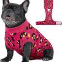 Kuoser Dog Recovery Suit for Dogs After Surgery,Professional Surgical Onesie for Female Male Dogs Spay Neuter,Soft Dog Surgery Suit Bodysuit for Abdominal Wounds Skin Disease,Rose XS 