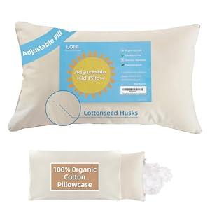 LOFE® Adjustable Organic Pillow 20x36 with Organic Cotton Pillowcase &Shell