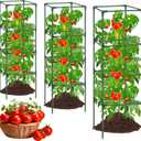 3Pack Tomato Cages for Garden,Square Tomato Plant Cage Support Heavy Duty Pole 57*15.4*15.4 Inches,Steel Plant Tower Stakes,Cherry Tomato Trellis Cucumber for Climbing Vegetables Flowers FruitsGreen
