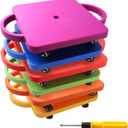 GSE Games & Sports Expert Gym Floor Scooter Board with Handles, Sitting Scooter for Kids Indoor Play Equipment, Fun Scoot Board with Non-Marring Plastic Casters for Children (6-Pack)