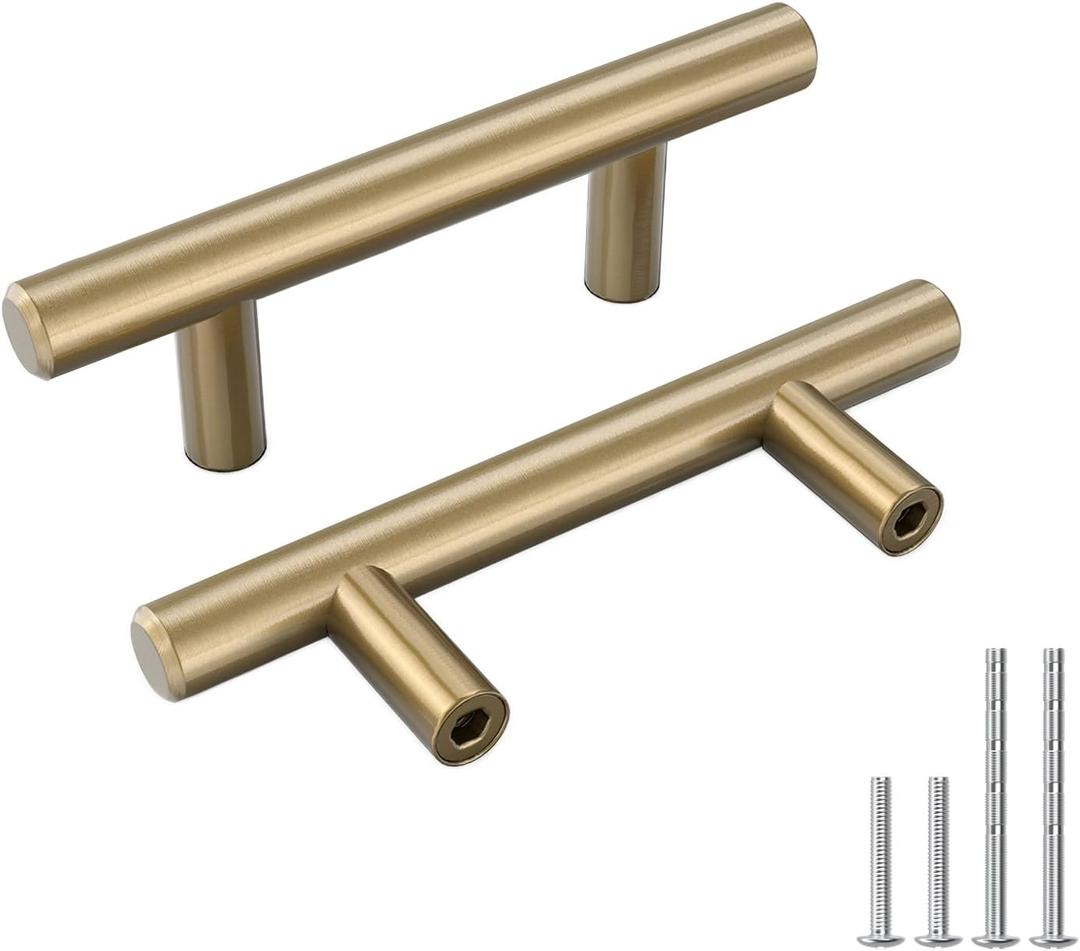 Goldenwarm 20 Pack Champagne Bronze Cabinet Pulls Bronze Drawer Pulls 2-1/2 inch(64mm) Champagne Drawer Handles Brushed Gold Cabinet Handles Kitchen Dresser Door Handware