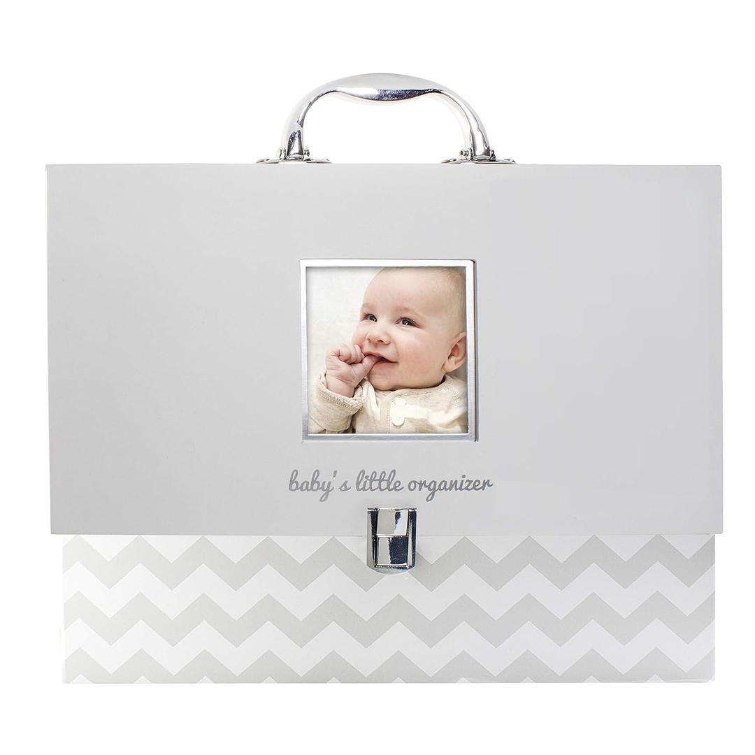 Pearhead Baby Briefcase and Document Organizer, All In One Expanding File Folder, Baby's Paperwork and Records, Newborn Keepsake and Memory Box with Labels, Baby Girl or Baby Boy Gift, Gray Chevron