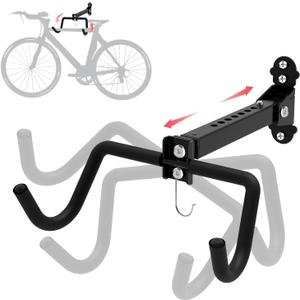 Qualward Bike Wall Mount Hanger, Garage Bike Rack for Indoor Bicycle Storage in Garage Home, Horizontal Bike Holder for Road Bikes, Mountain Bikes, Hybrid Bikes (1Pack, Black)