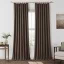 Apricot Linen Blackout Curtains 108 Inch Length 2 Panels Set for Living Room Bedroom, Pinch Pleated Thermal Insulated 100% Black Out Curtains with Hooks, Room Darkening Back Tab Drapes
