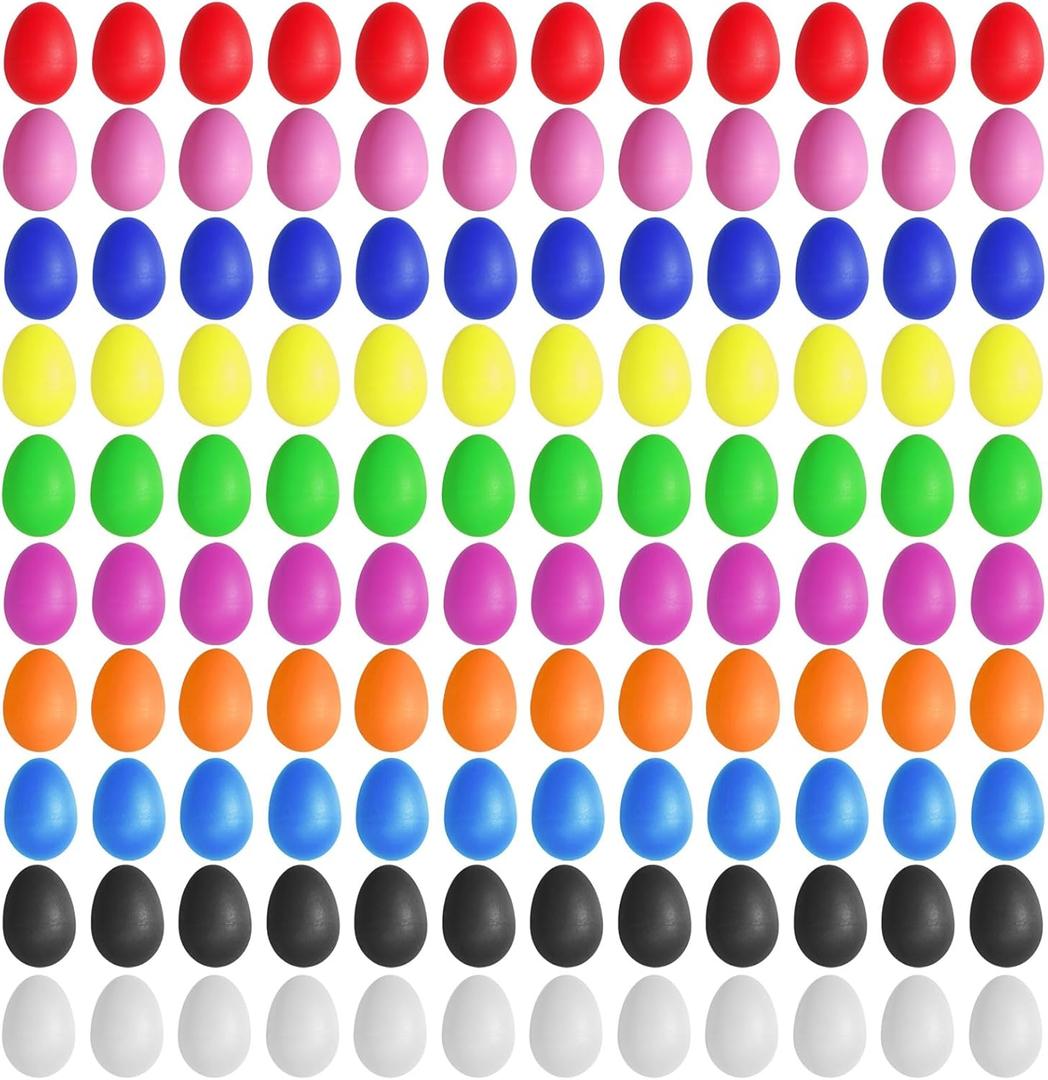Olutacot 120 Pcs Plastic Egg Shakers Easter Egg Shaker Percussion Musical Maracas Plastic Easter Egg for Kids Toys Learning DIY Painting(10 Colors)