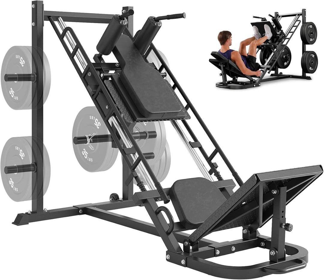 Dripex Leg Press Hack Squat Machine Combo for Home Gym, Professional Adjustable Leg Press Machine for Full Lower Body Workout, Upgraded Leg Press with Transport Wheels, Weight Plates Not Included