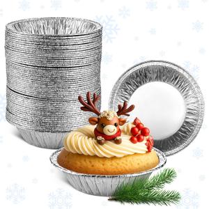 Mini Pie Tins 2.9 Inch - 200 Pack Disposable Aluminum Foil Pie Pans | Durable & Stackable, Freezer & Oven-safe for Holiday Baking, Christmas Desserts, Meal Prep | Great for Seasonal Gifts for Bakers