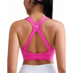 RUNNING GIRL Sports Bras for Women, Medium Support Molded Cup Womens Sports Bras with Sewn in Pads Racerback Workout Yoga Bra(3113 Hot Pink XXL)
