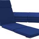 72 x 21 Inch Outdoor Chaise Lounge Cushions Set of 4 - Removable Cover, 4-Section Design, Water-Repellent & Fade-Resistant, 6 Tie Straps, Replacement for Patio & Pool Chairs - Navy