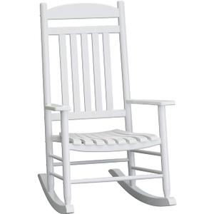 Wooden Outdoor Rocking Chair, Weatherproof Oversized Rocking Chair, Heavy Duty Comfort with 450 lbs Weight Capacity, Solid Relaxing Rocker with High Back for Patio, Porch, Living Room (white)