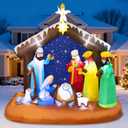 Christmas Inflatable Nativity Scene Outdoor - Christmas Inflatables Outdoor Blow Up Yard Decorations Jesus Nativity Sets with Built-in LED Lights for Garden Yard Lawn Xmas Decor, 7 x 7FT