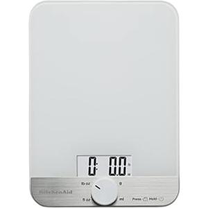 KitchenAid KQ908 Glass Surface 11 Pound Capacity Digital Kitchen and Food Scale, White