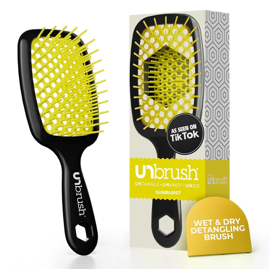 FHI Heat UNbrush Detangling Brush for Pain-Free Brushing on All Wet or Dry Hair Types Durable DuoFlex Anti-Static Bristles, Lightweight Handle, Vented Hair Brush