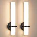 AIJIASI Black Wall Sconces Set of 2, 18 Inch Bathroom Sconces with Acrylic Shade 18W 3000K LED Dimmable Modern Wall Sconces Wall Lights for Bedroom Living Room Hallway Stairway, Hardwired