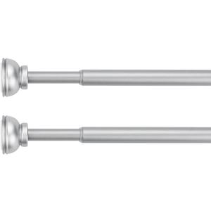 KXLIFE 2 Pack Spring Tension Curtain Rod, 1/2-inch Decorative Tension Drapery Rod for Window, Nickle, (36-60 Inches)