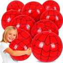 SCIONE 12 Pack 12 Inch Red and Blue Web Beach Balls for Kids, Inflatable Balls for Pool Party Decorations, Spider Theme Birthday Favors & End of Year Student Gifts