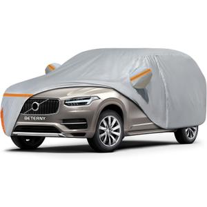 Car Cover for 2015-2026 Volvo XC90, Waterproof Custom-fit All Weather Sun Rain UV Snow Dust Protection Windproof Outdoor XC90 Full Car Cover with Door Zipper & Cotton Lining-Gray