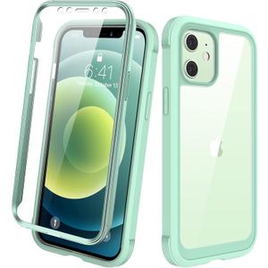 Diaclara Designed for iPhone 12/12 Pro Case, Full Body Rugged with Built-in Touch Sensitive Anti-Scratch Screen Protector, Soft TPU Bumper for iPhone 12/12 Pro 6.1" (Pistachio Green)