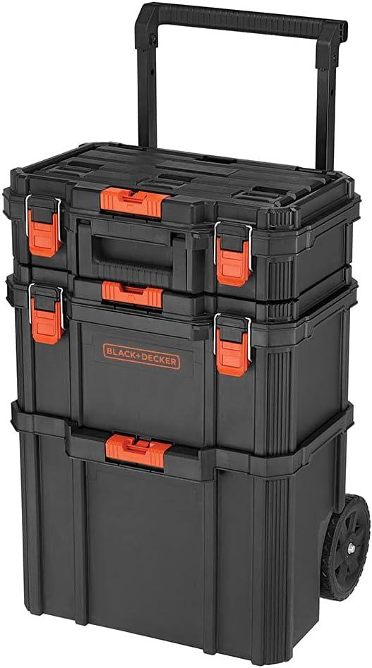 beyond by BLACK+DECKER BLACK+DECKER BDST60500APB Stackable Storage System - 3 Piece Set (Small, Deep Toolbox, and Rolling Tote) beyond by BLACK+DECKER BLACK+DECKER BDST60500APB Stackable Storage System - 3 Piece Set (Small, Deep Toolbox, and Rolling Tote)