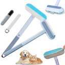 Pet Hair Remover, Reusable 4 in 1 Pet Hair Removal Tool Brush for Lint, Multifunctional Cat & Dog Hair Remover for Couch Furniture Car Bed Window Clothes, Washable Brush with Long Handle & 2 Scrapers Pack of 2