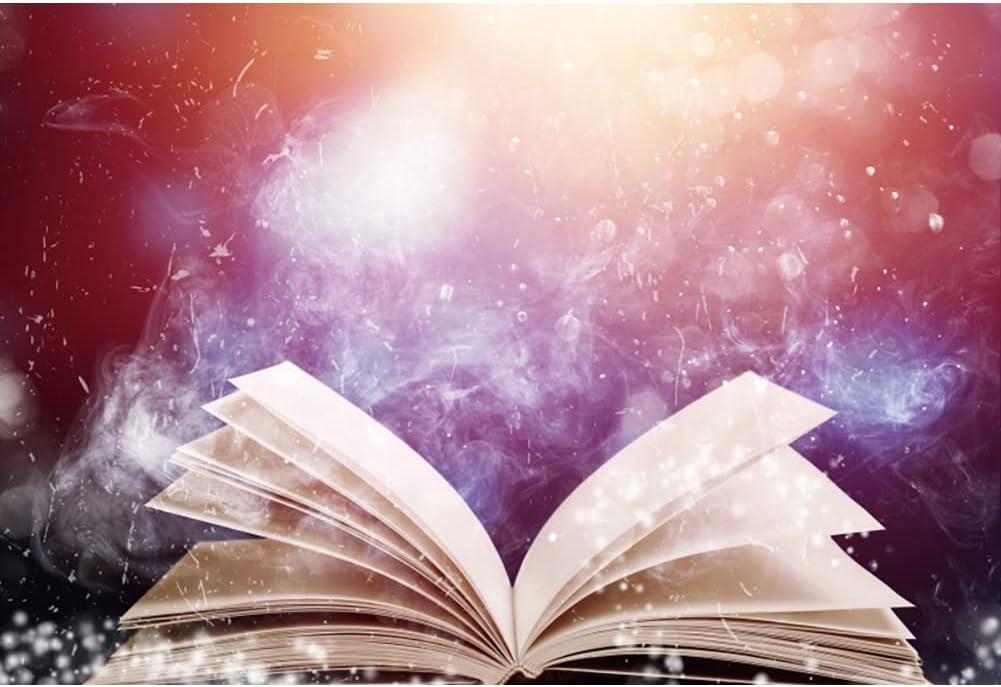 8x6ft Vinyl Book Backdrop Aesthetic Smoky Shine Glitter Bokeh Family School Book Party Decor Banner Reading Club Photography Background for Portrait Photo Booth Studio
