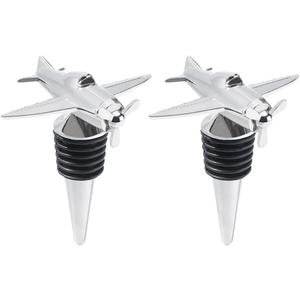 2Pcs Metal Wine Stopper Wine Bottle Stopper Airplane Bottle Decorative for Bar Home Party