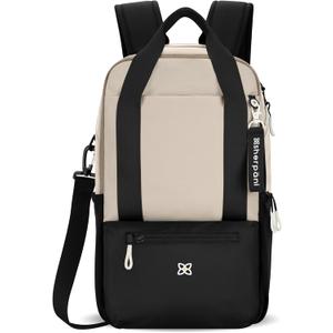 Sherpani Camden, Convertible Backpack, 3 in 1 Tote Bag, 18L Travel Backpack, Crossbody Bag for Women, Cross Body Purse, Travel Gifts, RFID Protection, Fits 13 Laptop (Con Leche) (One Size)