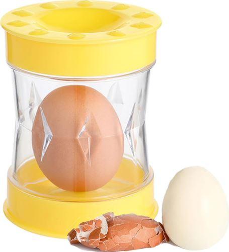 2 x Hard Boiled Egg Peeler - Professional Egg Shell Opener & Peeler Tool for Hard Boiled Eggs, Quick Egg Opener for Hard Boiled Eggs, Durable and Portable Boiled Egg Peeler, Yellow/Clear