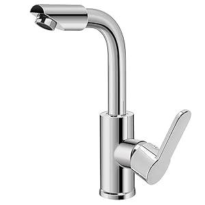 Multiple Options Faucets Swivel Bathroom Faucet, Double Hot and Cold Water, Silver, Modern, Brushed Silver Finish