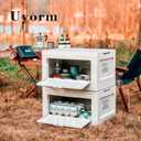 25 Quart Foldable Plastic Storage Bin with Imitation Wooden Lid Foldable and Stackable Storage Box Organizer for Outdoor Camping Home and Office