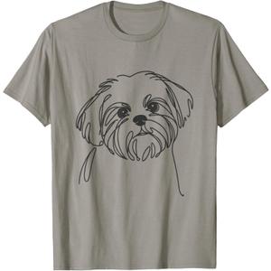 Line Art Dad Mom Dog - Shih Tzu T-Shirt, XXL