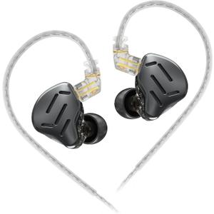 KZ Zax in Ear Headphones 7BA+1DD Hybrid 16 Drivers HiFi Noise Cancelling in Ear Monitor, Zin Alloy Shell Metal Wired Earphone with 3.5mm Jack Detachable 2 Pin 0.75mm Cable (No mic, Black)