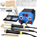 LH55-3-3 Wood Burner kit Wood Burning Tool Pen 200~750, Wood Burning kit with Digital Thermometer Temperature Adjustable Temperature 3 pyrographic Wood Burning pens 37 Wood Burning Pen Tips