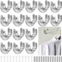 Coloch 16 Pack Stainless Steel Closet Pole Sockets, 1-1/4 Inch Closet Rod Support U-Shaped Curtain Rod Holders Flange Set Rods Holder with Screws