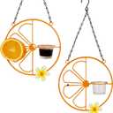 FORUP 2 Pack Oriole Bird Feeder for Outdoors, Orange Fruit Oriole Jelly and Oranges, Outdoor Garden Metal Hanging Drinking Grape Jelly Container Hummingbird Feeder