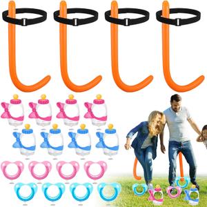 Hiboom Baby Shower Tail Game, 4 Pack Inflatable Funny Tails with Belt, Score Cards with Stand Clips for Family Party Game Supplies Favor Gifts for Summer Birthday Wedding Baby Shower Party