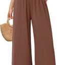 NIMIN Palazzo Pants for Women Wide Leg High Waisted Slack 2026 Summer Flowy Beach Casual Clothes with Pockets (Brown, L)