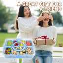 Divided Serving Tray with Lid and Handle,8 Compartments Snacks Box,Snack Fruit Veggie Tray,Portable Platter for Candy Fruits Nuts Snack Party Entertaining Picnic (Blue)