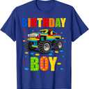 Birthday Boy Building Bricks Monster Truck Birthday Party T-Shirt, S