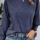 Dokotoo Womens Tops Long Sleeve Tops Shirts 2025 Spring Trendy Business Work Loose Basic T-Shirts (Blue, L)