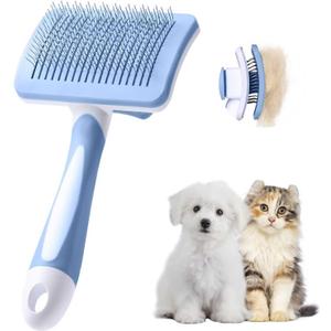 Vinabo Brush for Dogs and Cats, Self-Cleaning for Small Dogs, Cat Brush, Pet Brush, for Dogs and Cats, Eliminate Tomentose Undercoat Tangles-Blue