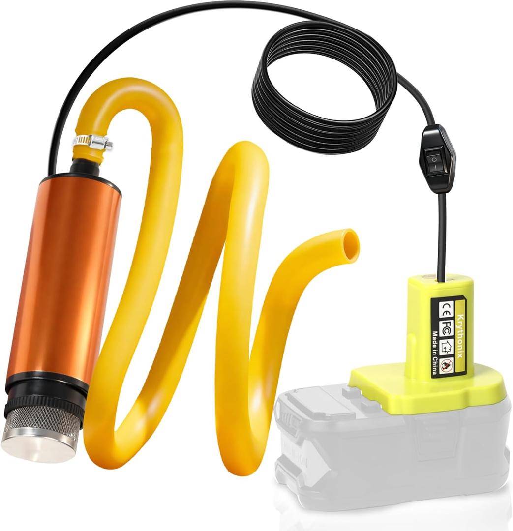 Transfer Pump Compatible with RYOBI ONE+ 18V Battery, 635GPH Portable Utility Pump with 50-inch Hose & Retainer, Mini Sump Pump Stick for Water, Oil Bilge,Pool Garden Pond Draining (Tool Only)