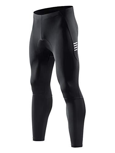 Santic Men's Bike Pants Long 4D Padded Cycling Tights Leggings Outdoor Riding Pants with Zipper Pockets, M