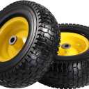 ACEBRI 13x5.00-6 Lawn Mower Tire and Wheel 13x5.00-6 Flat Free Tire Solid Rubber Tire Compatible with Riding Lawn Mower, garden tractors, With 3/4 1/2 5/8 0.1" Bushings, 3-3.8" Centered Hub, 2PCS