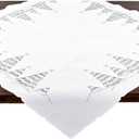 Linens, Art and Things Embroidered Christmas Holiday Snowy Silver Christmas Tree Scene on Ivory Square Table Topper, Small Tablecloth, Table Centerpiece (33 Inch Square)