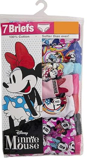 Disney Girls' Minnie Mouse Underwear with Multiple Print and Silhouette Options in Sizes 4