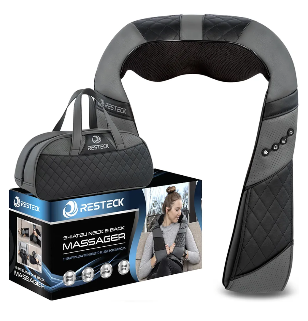 RESTECK Massagers for Neck and Back with Heat - Deep Tissue 3D Kneading Pillow, Electric Shiatsu Shoulder Massage, Foot, Legs,Body - Relieve Muscle Pain - Office, Home & Car