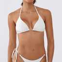 Cheeky Triangle Bikini Sets for Women Sexy String Bathing Suit 2 Piece (White, L)